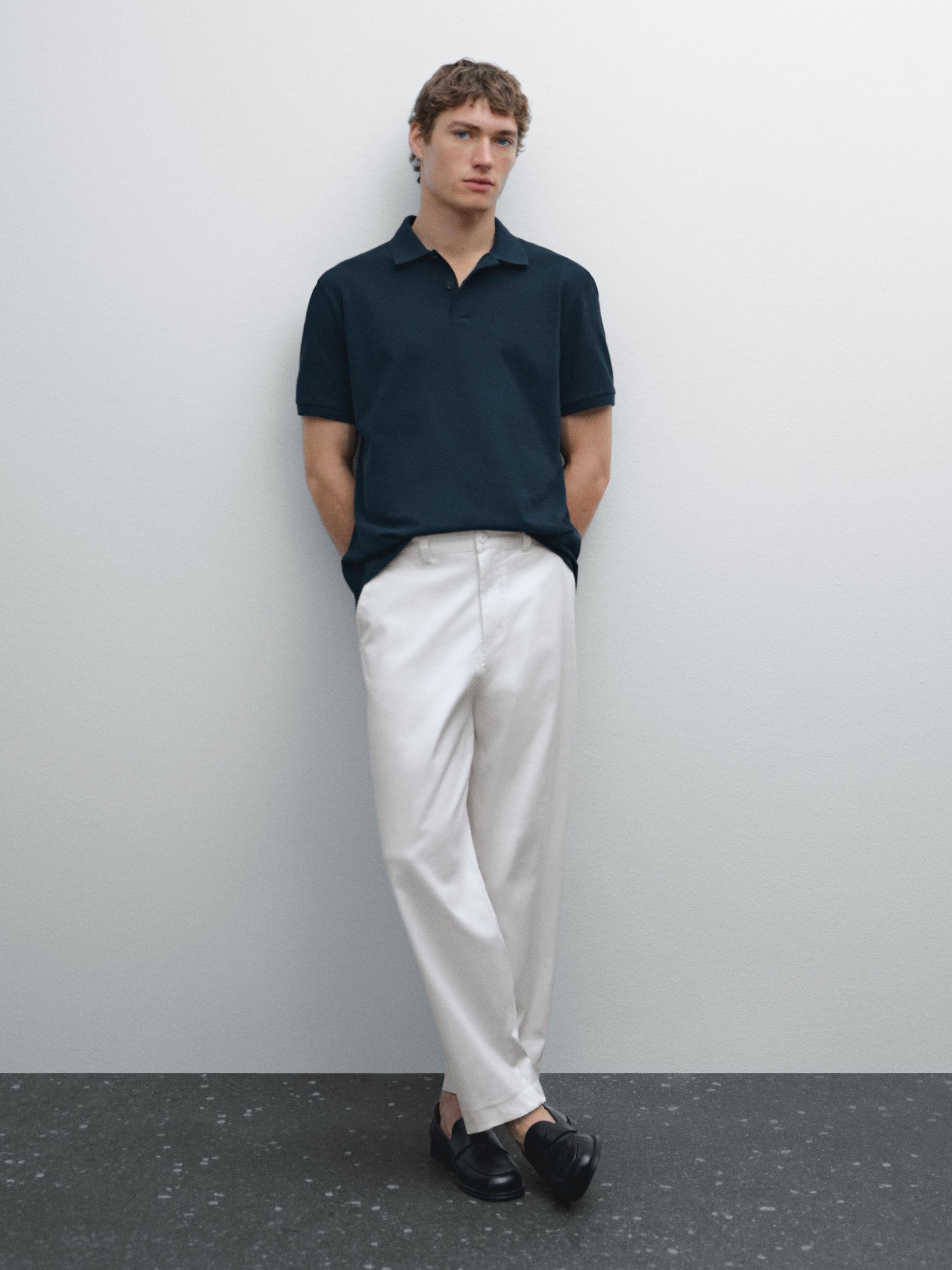 Camisa Polo com Microestrutura em Piquê