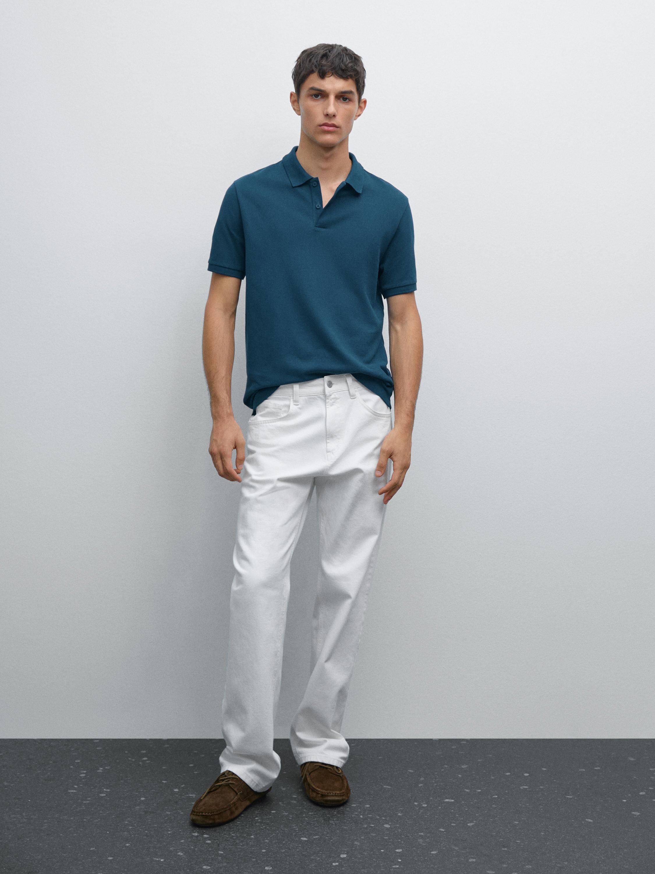 Camisa Polo com Microestrutura em Piquê