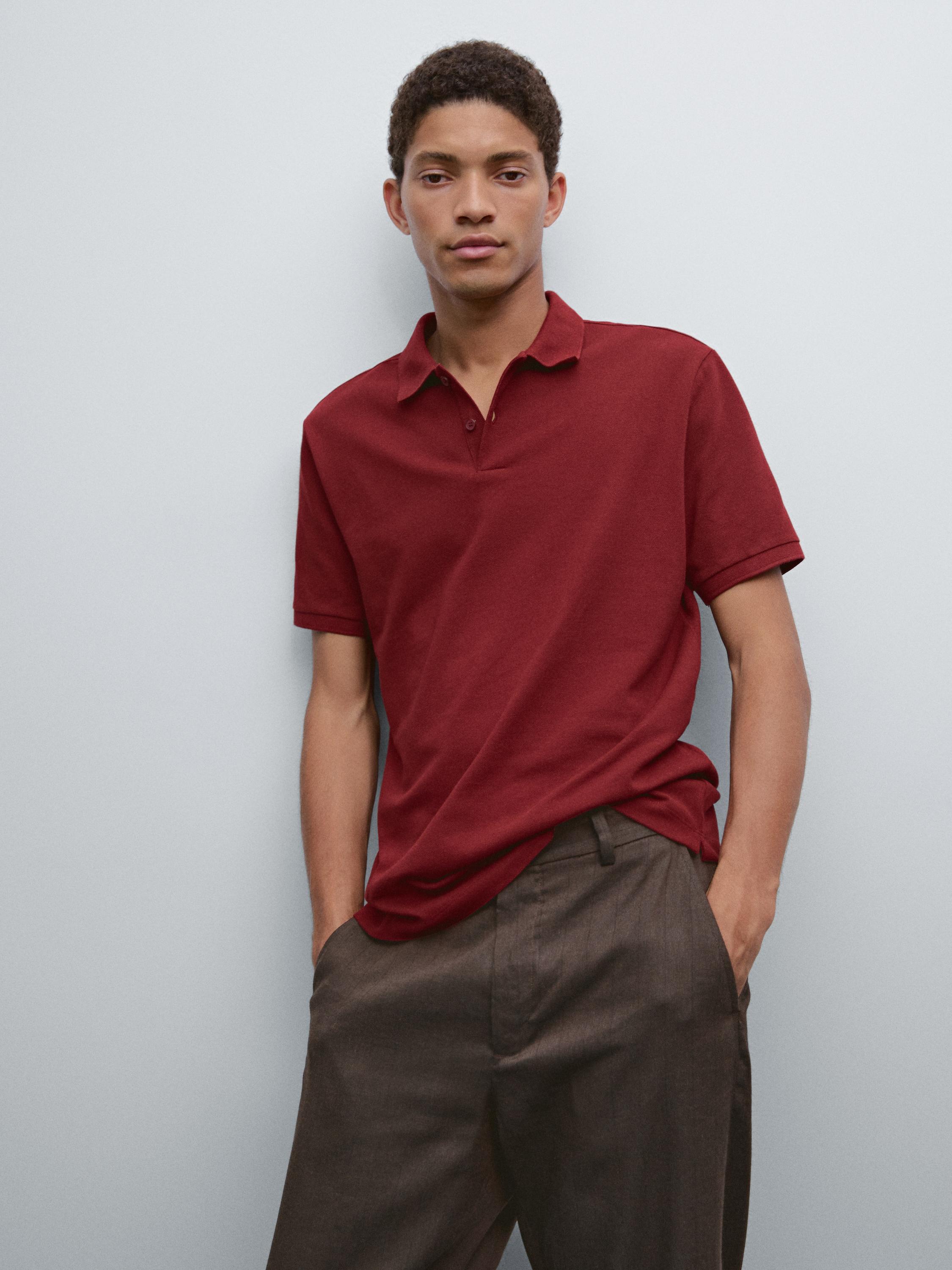 Camisa Polo com Microestrutura em Piquê