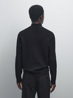 Suéter de Malha com Gola Mock - Preto