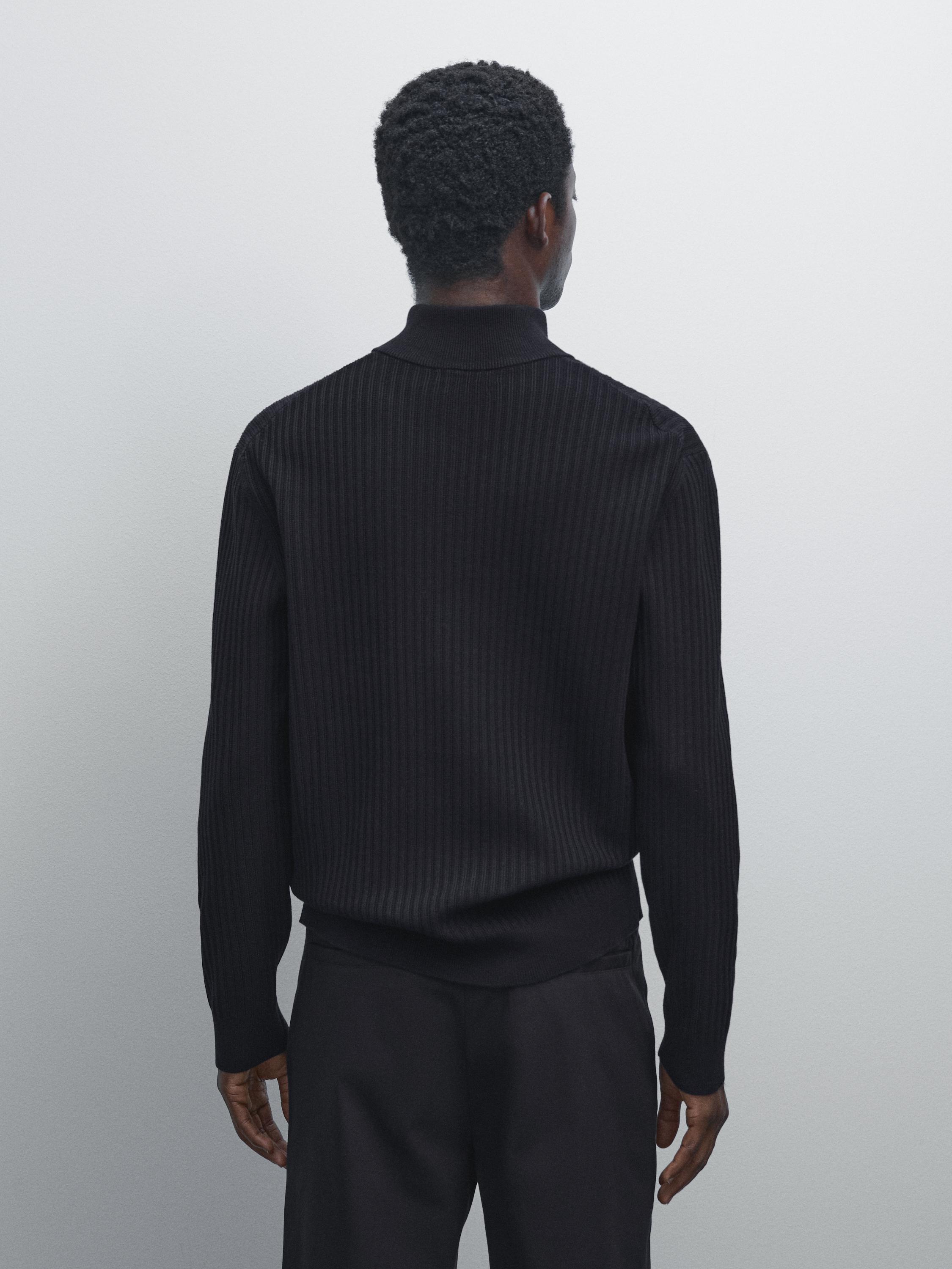 Suéter de Malha com Gola Mock - Preto