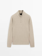 Suéter de Malha com Gola Mock - Bege