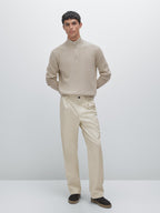 Suéter de Malha com Gola Mock - Bege