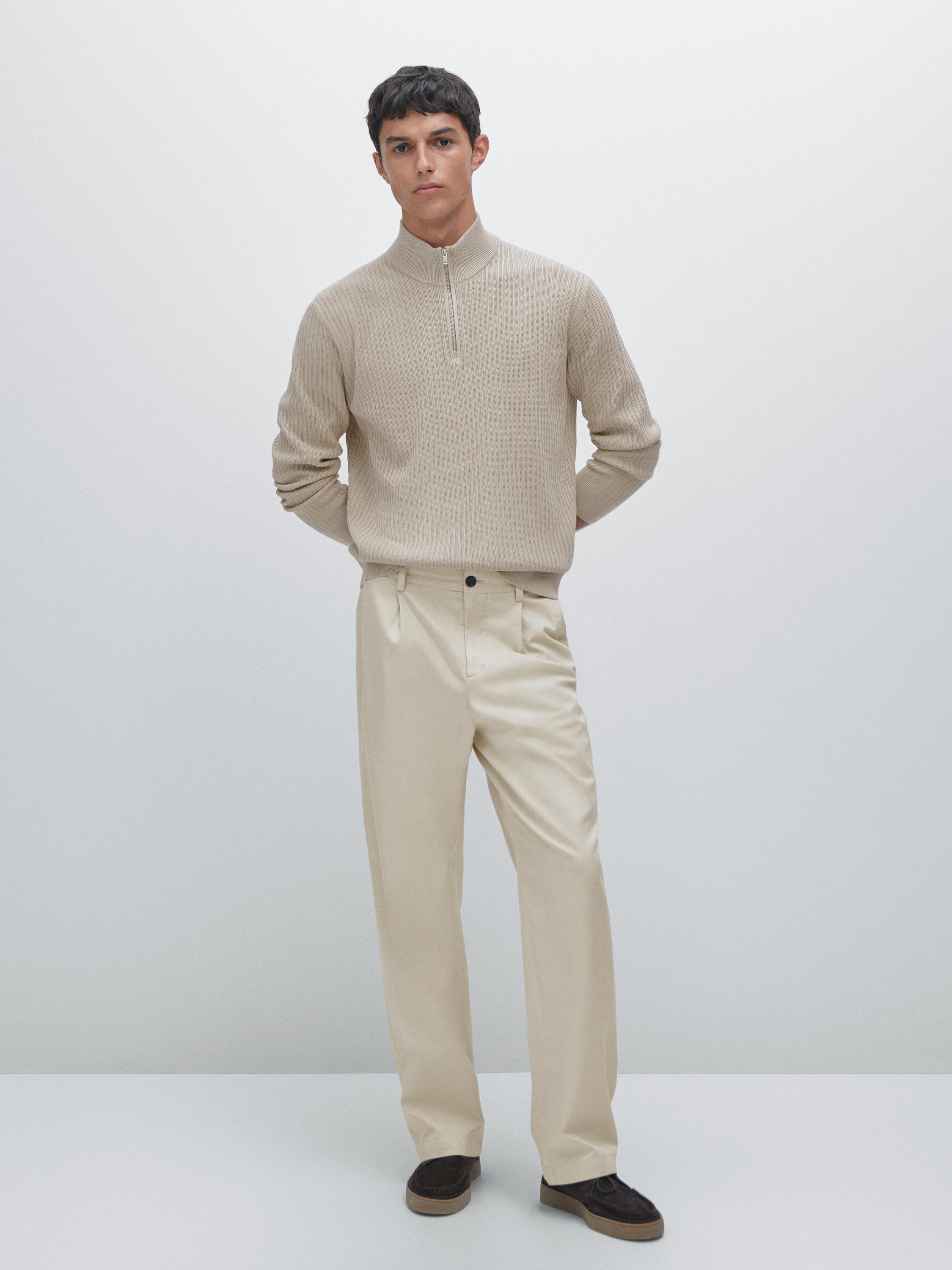 Suéter de Malha com Gola Mock - Bege