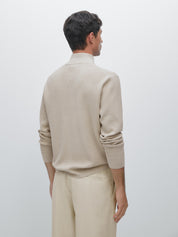 Suéter de Malha com Gola Mock - Bege