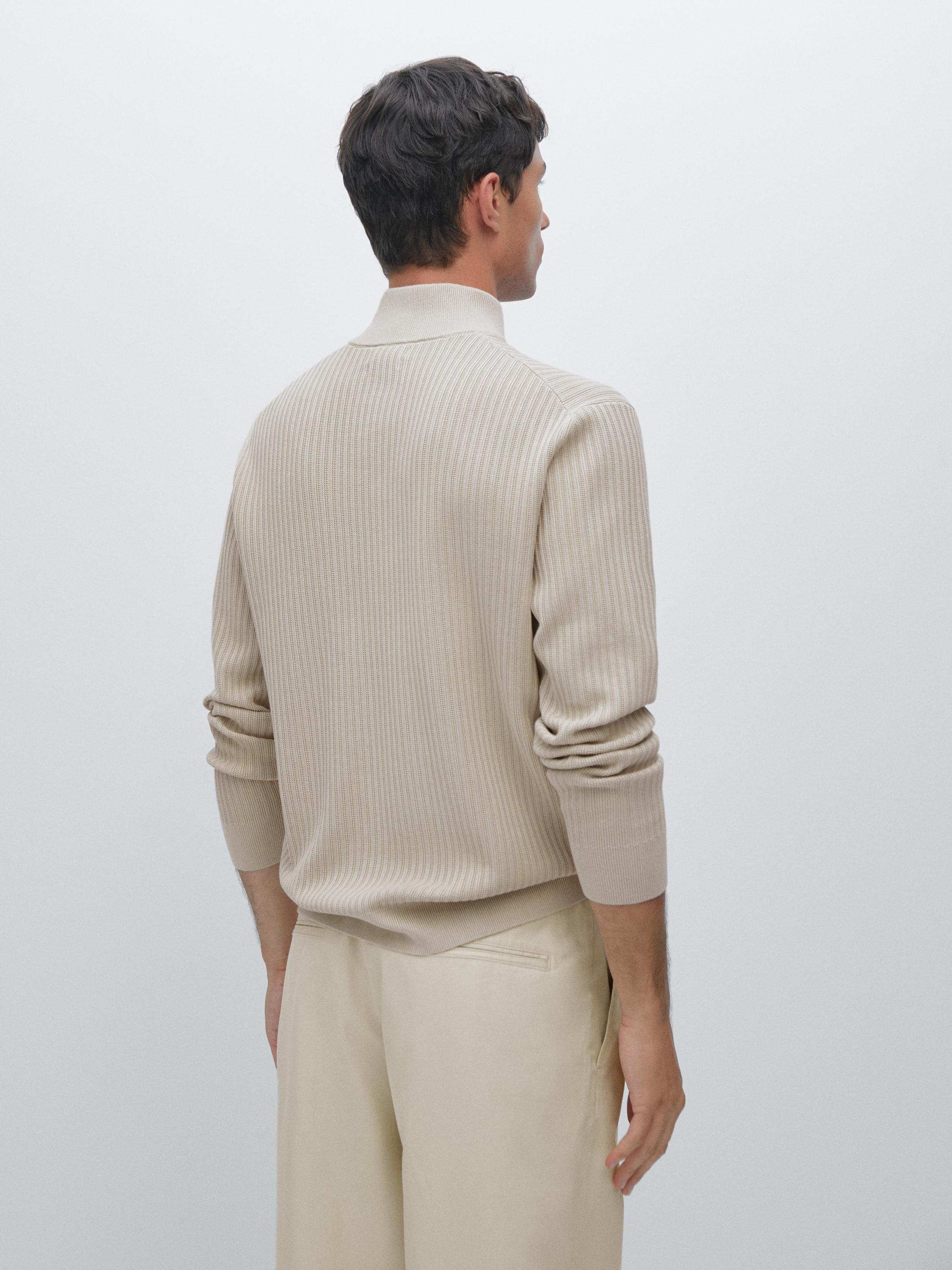 Suéter de Malha com Gola Mock - Bege