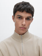 Suéter de Malha com Gola Mock - Bege