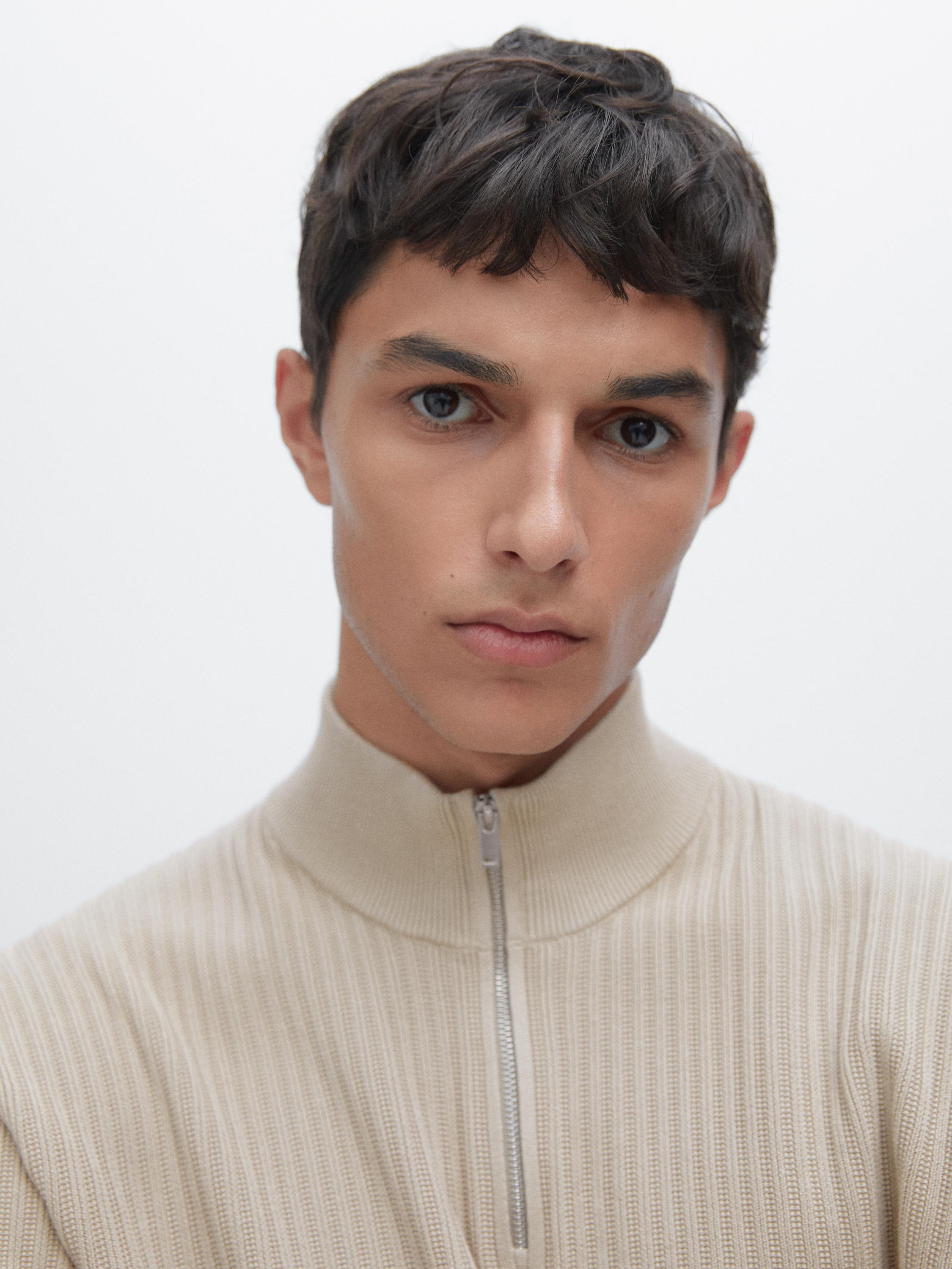 Suéter de Malha com Gola Mock - Bege