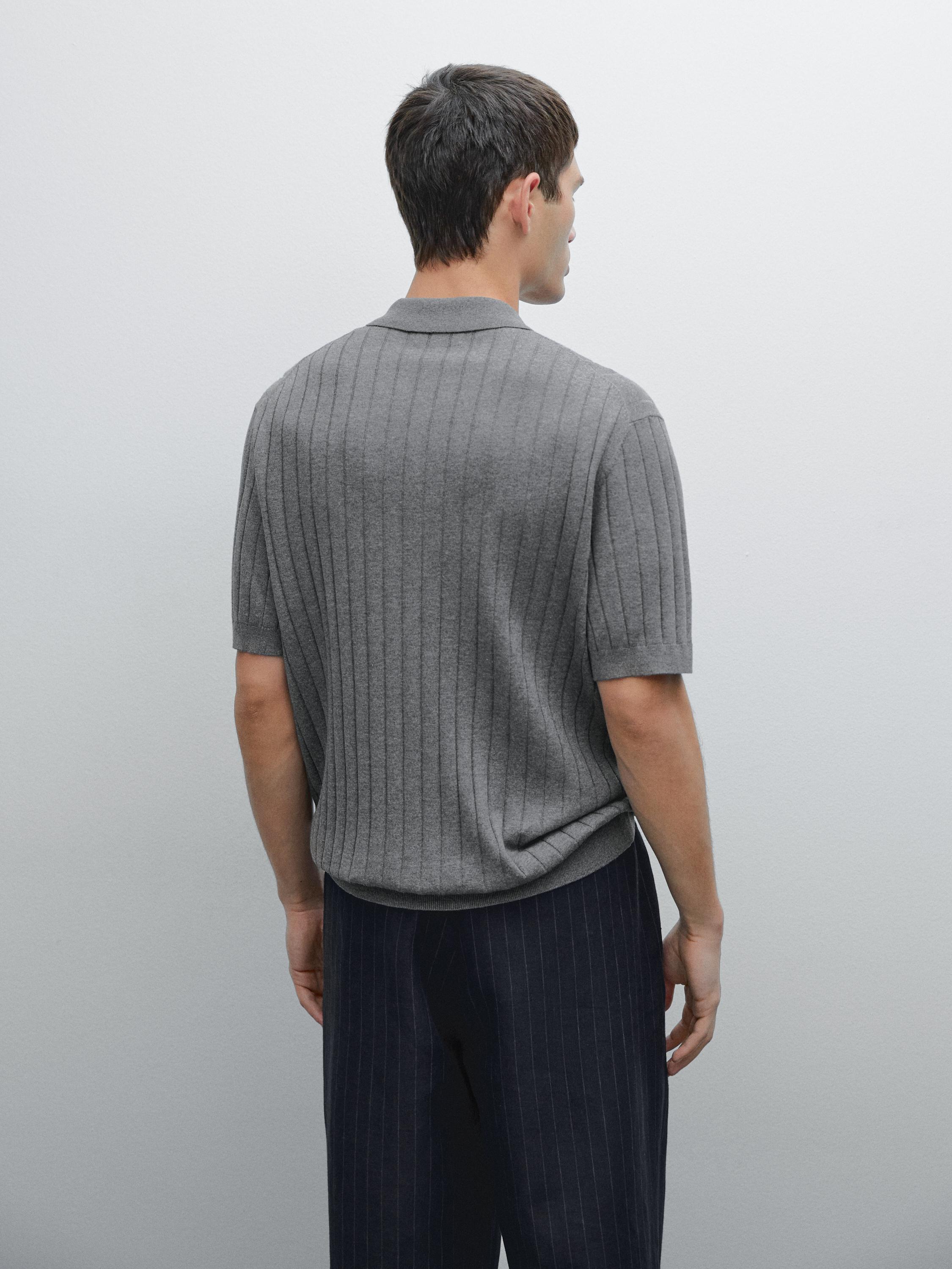 Camisa Gola Polo Canelada Blend - Cinza