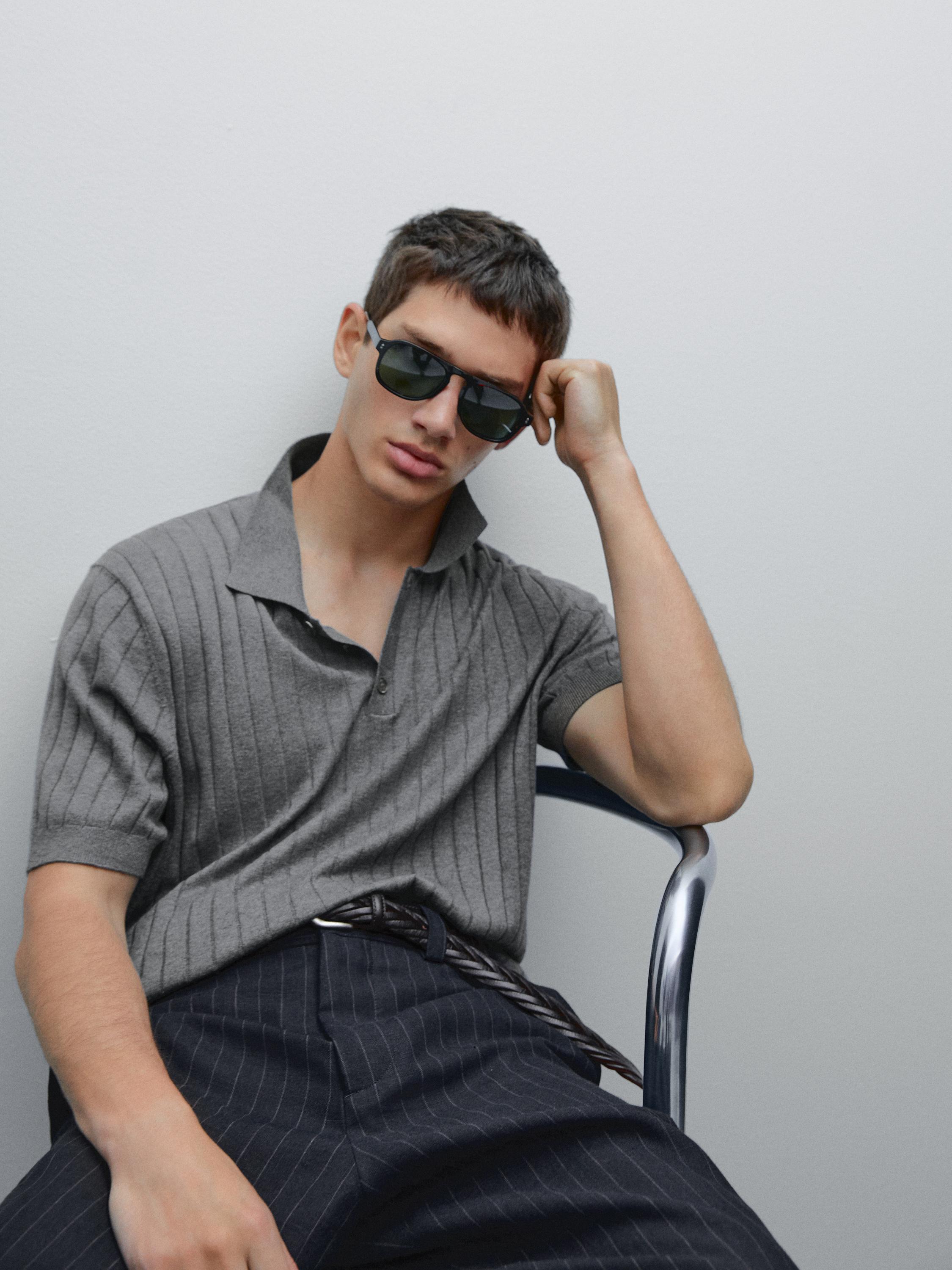 Camisa Gola Polo Canelada Blend - Cinza