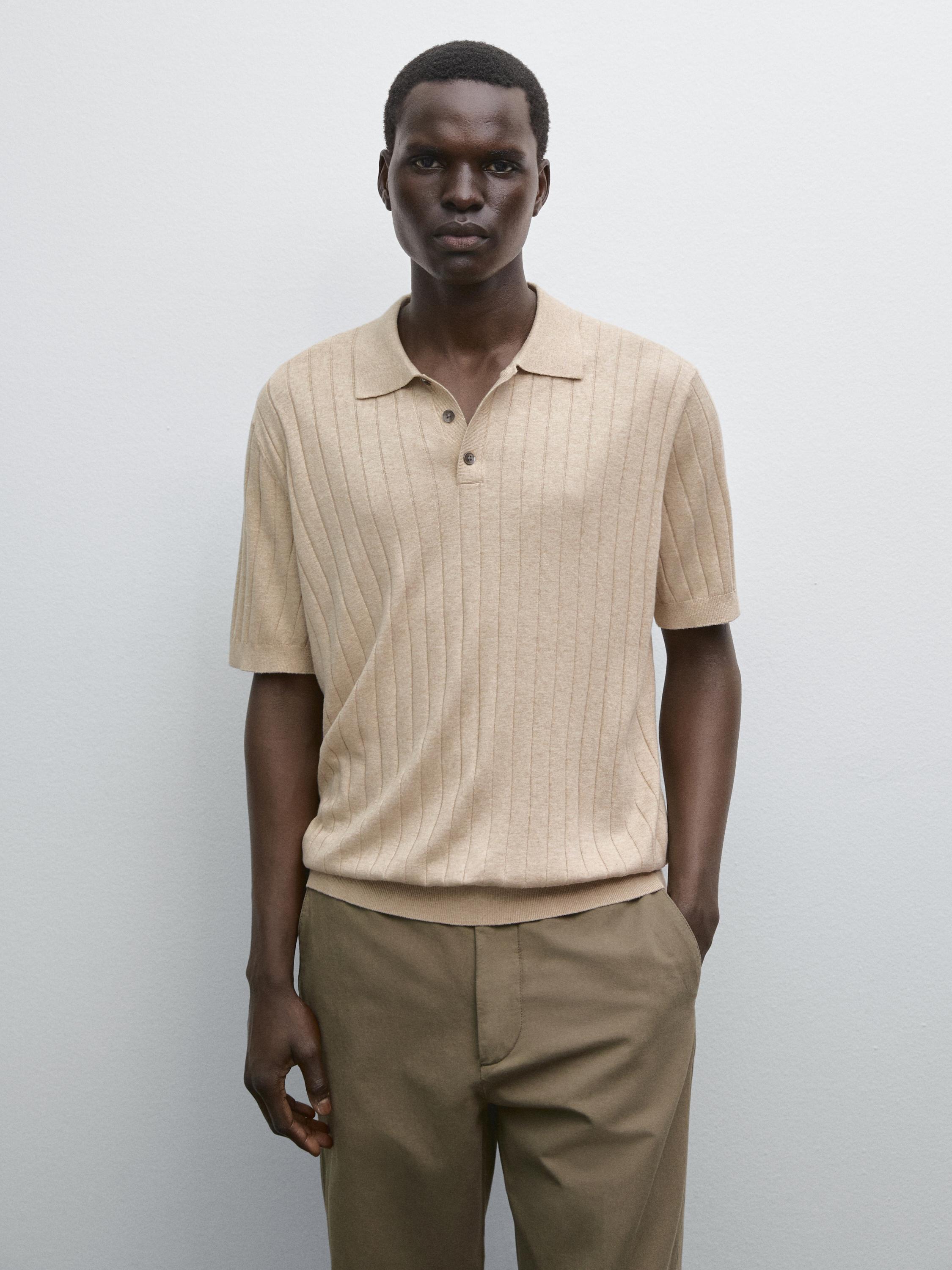 Camisa Gola Polo Canelada Blend - Bege