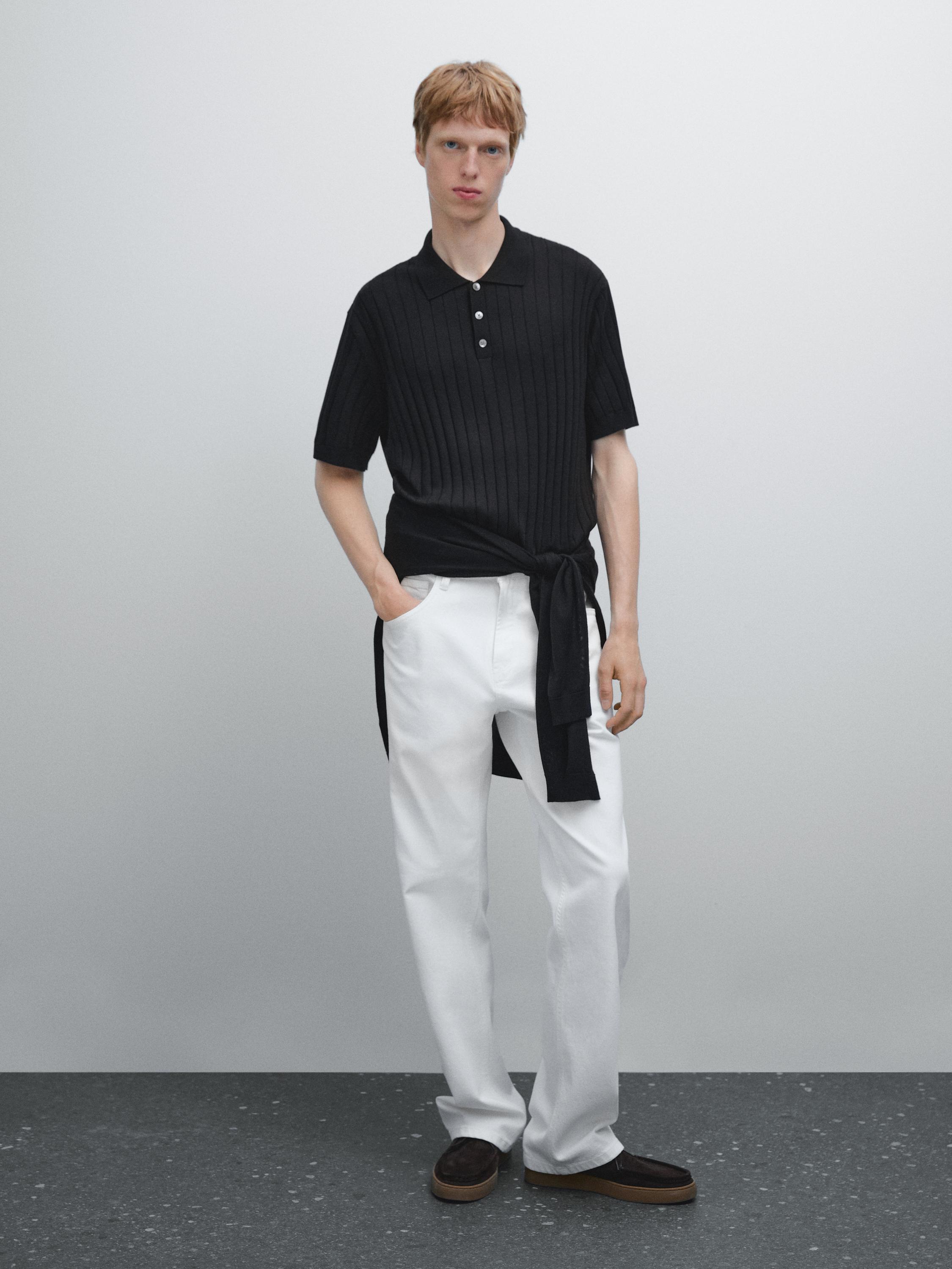 Camisa Gola Polo Canelada Blend - Preto