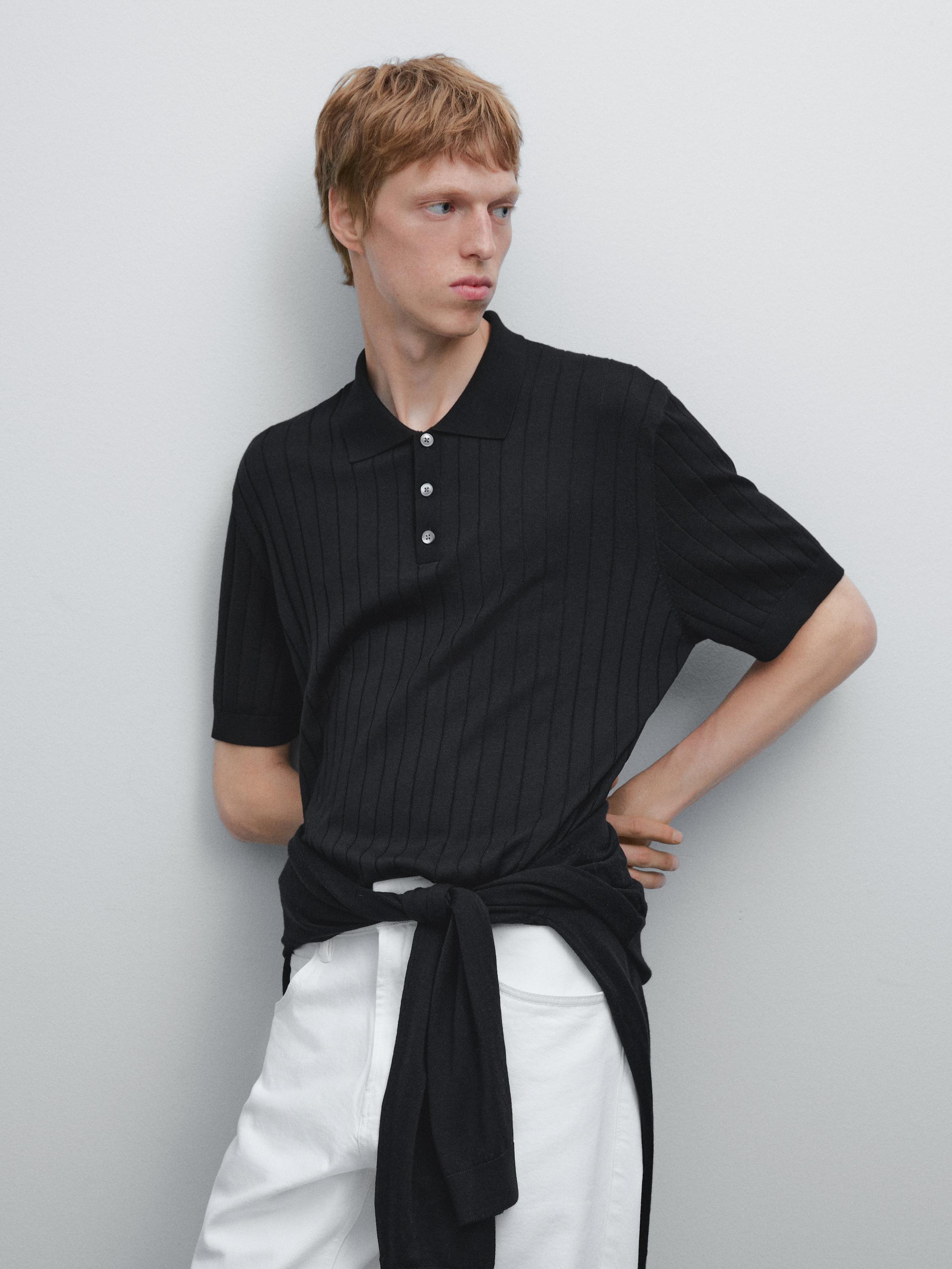 Camisa Gola Polo Canelada Blend - Preto