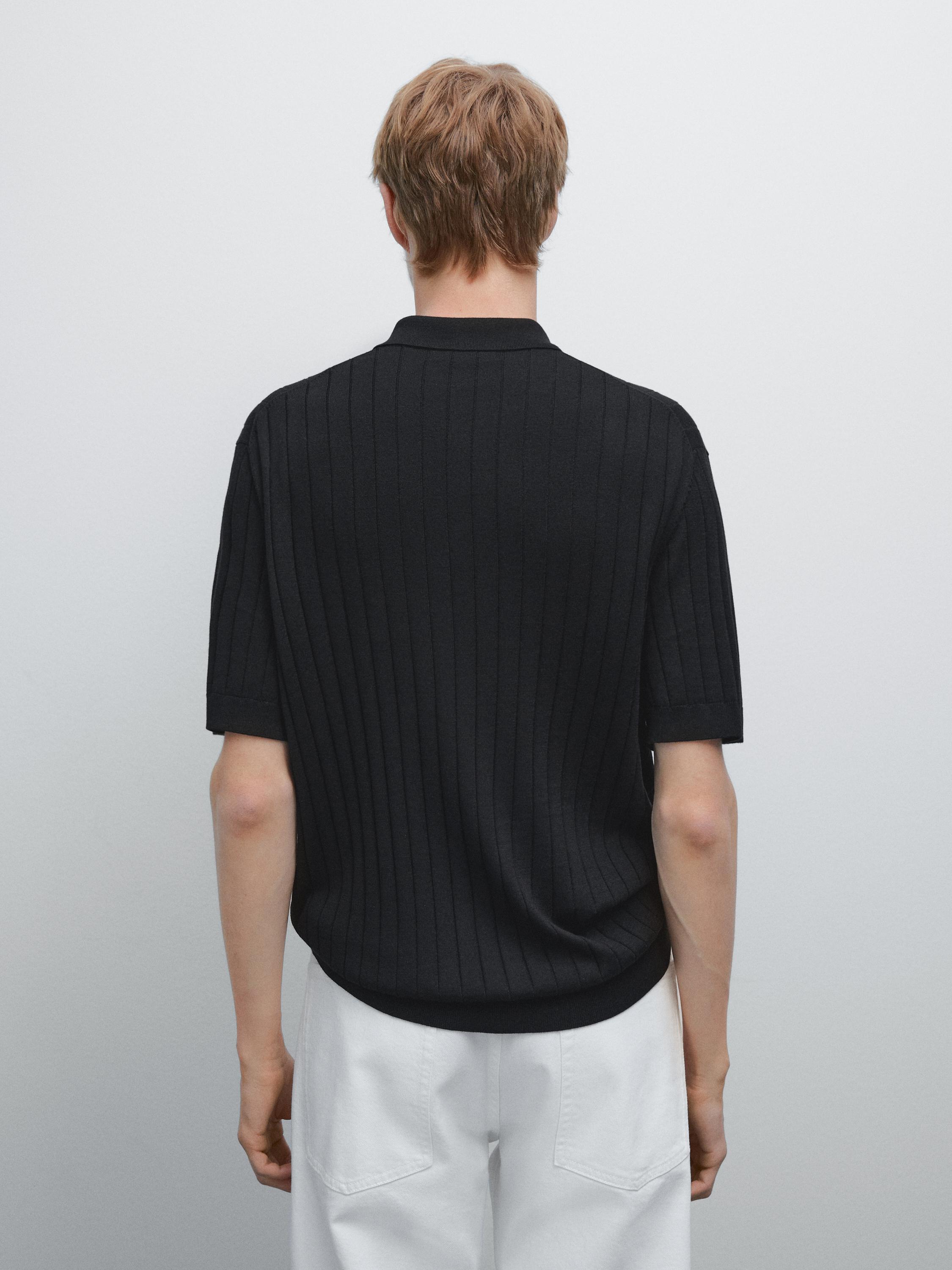 Camisa Gola Polo Canelada Blend - Preto