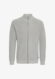 Suéter Masculino Gola Alta com Zíper Frontal - Cinza