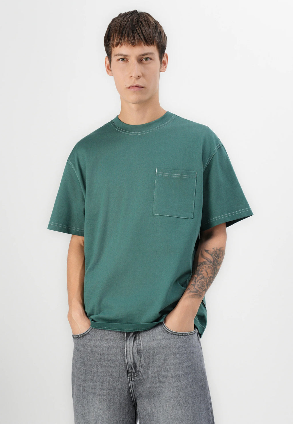 Calça Jeans Baggy - Cinza