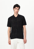 Camisa Gola Polo com Textura em Tricô - Preto