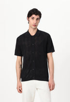 Camisa Gola Polo com Textura em Tricô - Preto