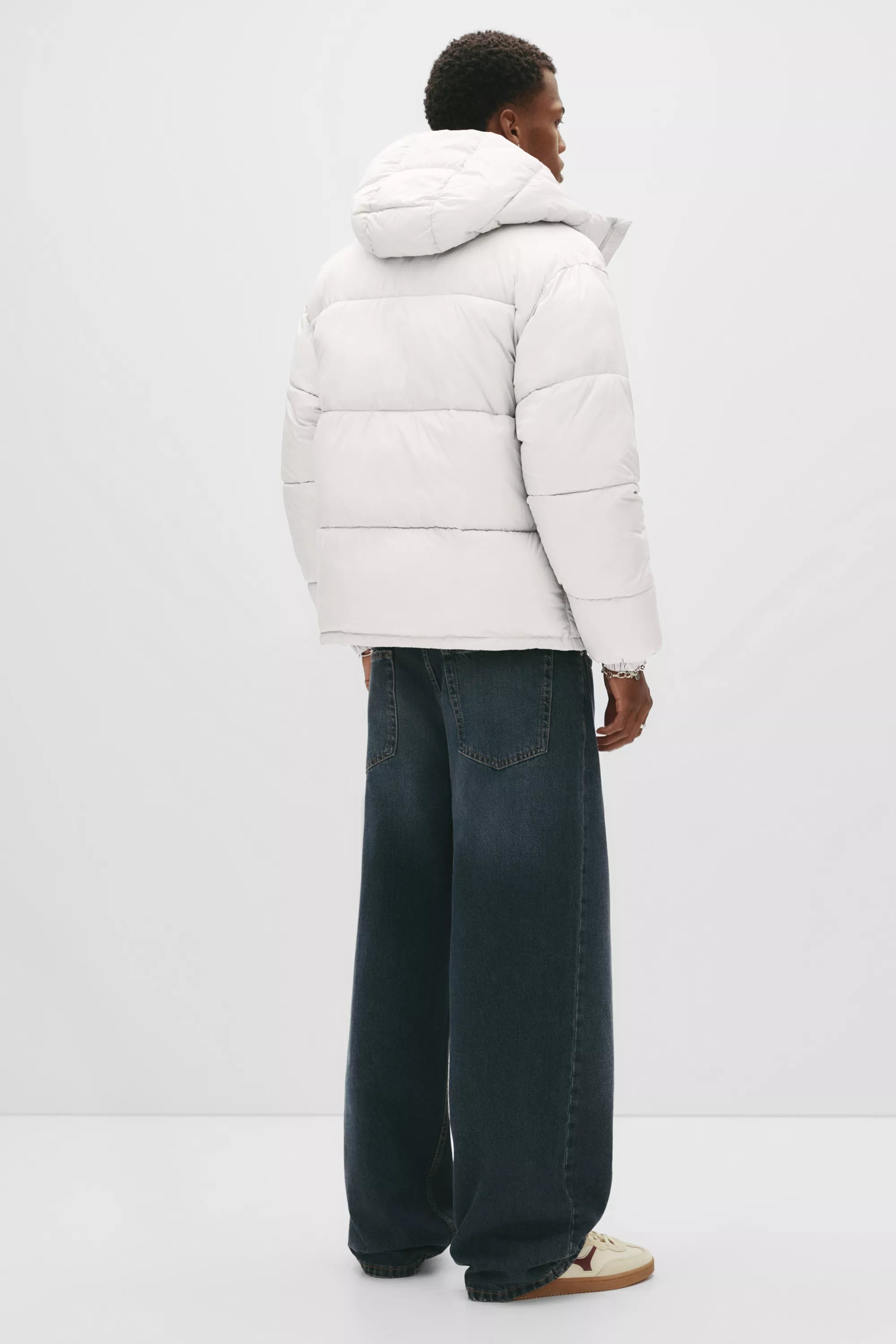Jaqueta Puffer Blend com Capuz - Branco