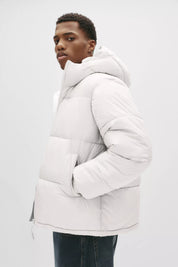 Jaqueta Puffer Blend com Capuz - Branco