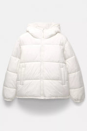 Jaqueta Puffer Blend com Capuz - Branco