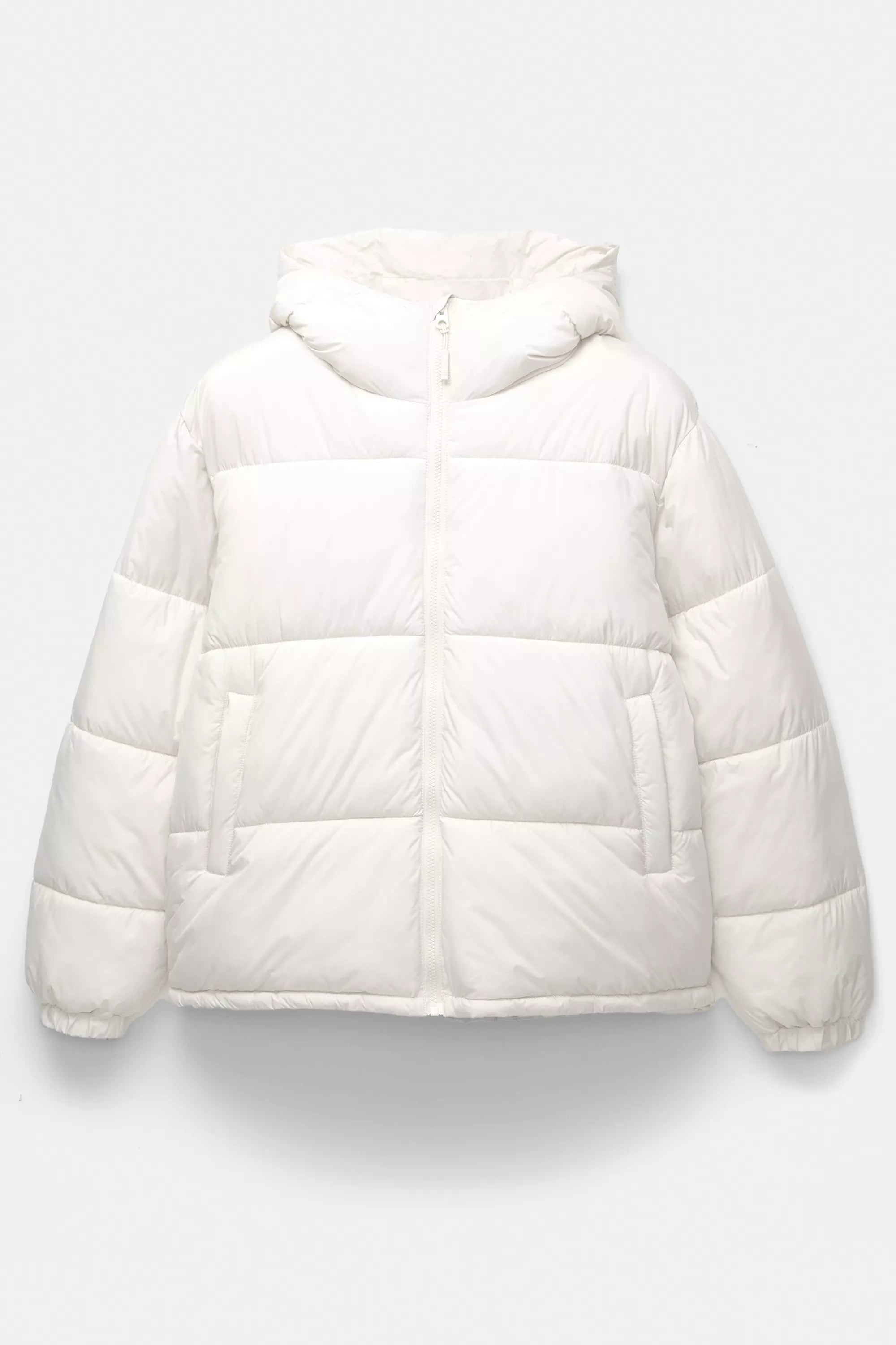 Jaqueta Puffer Blend com Capuz - Branco