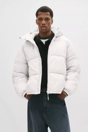 Jaqueta Puffer Blend com Capuz - Branco