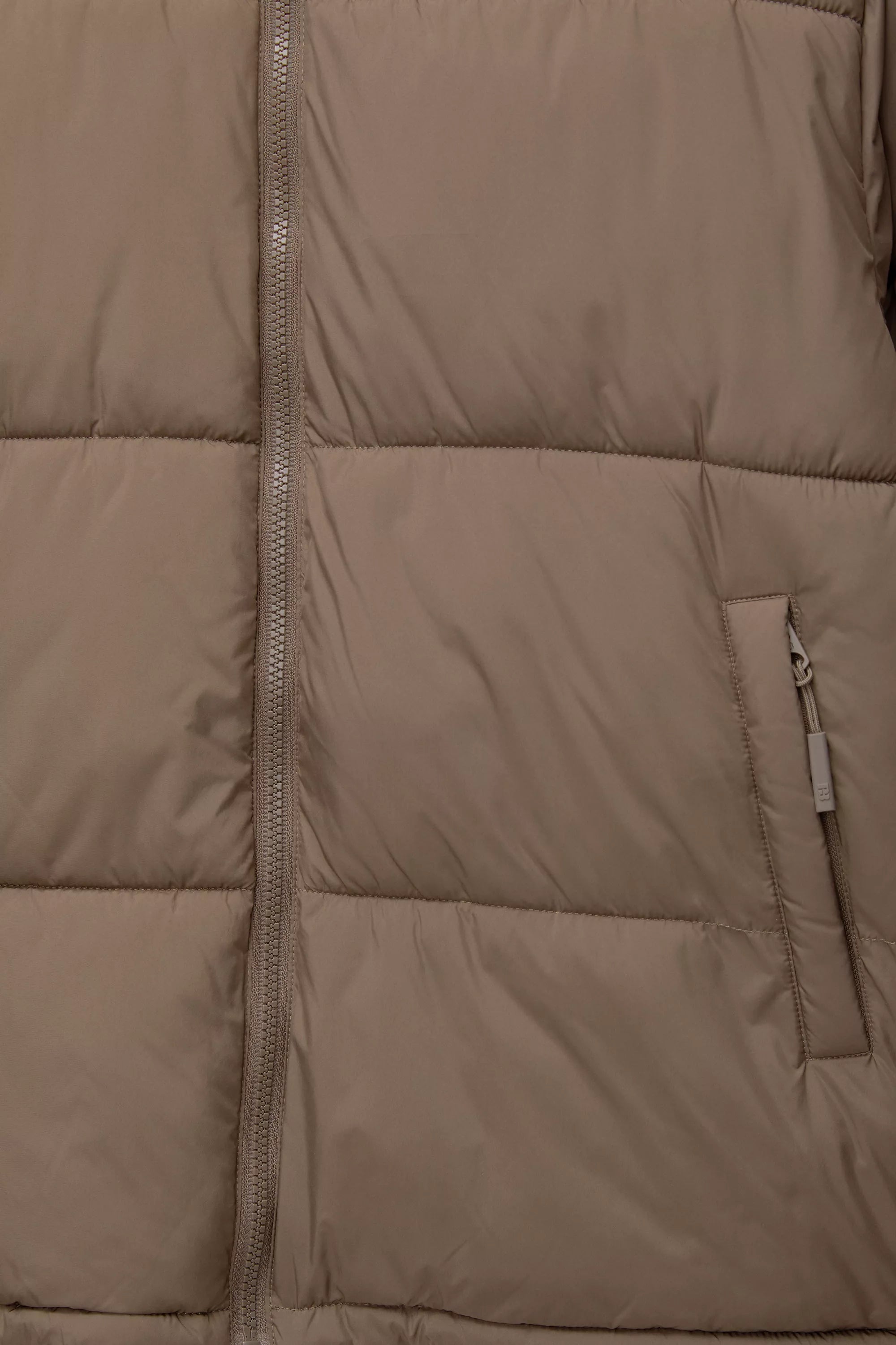 Jaqueta Puffer Blend com Capuz - Marrom