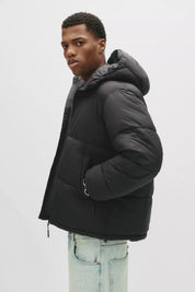 Jaqueta Puffer Blend com Capuz - Preto