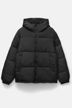 Jaqueta Puffer Blend com Capuz - Preto