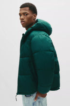 Jaqueta Puffer Blend com Capuz - Verde