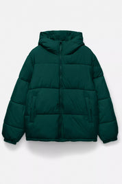 Jaqueta Puffer Blend com Capuz - Verde