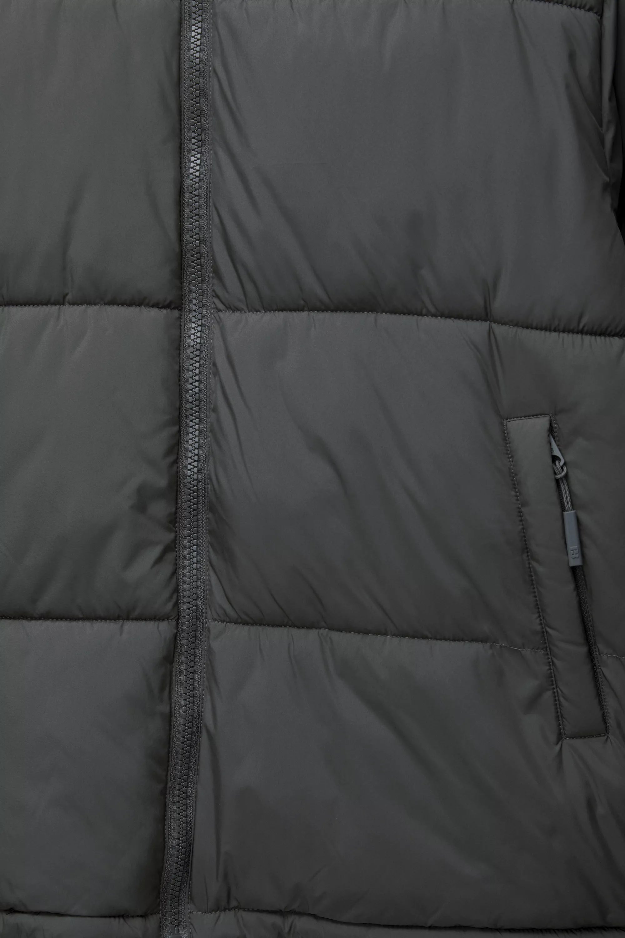 Jaqueta Puffer Blend com Capuz - Cinza escuro