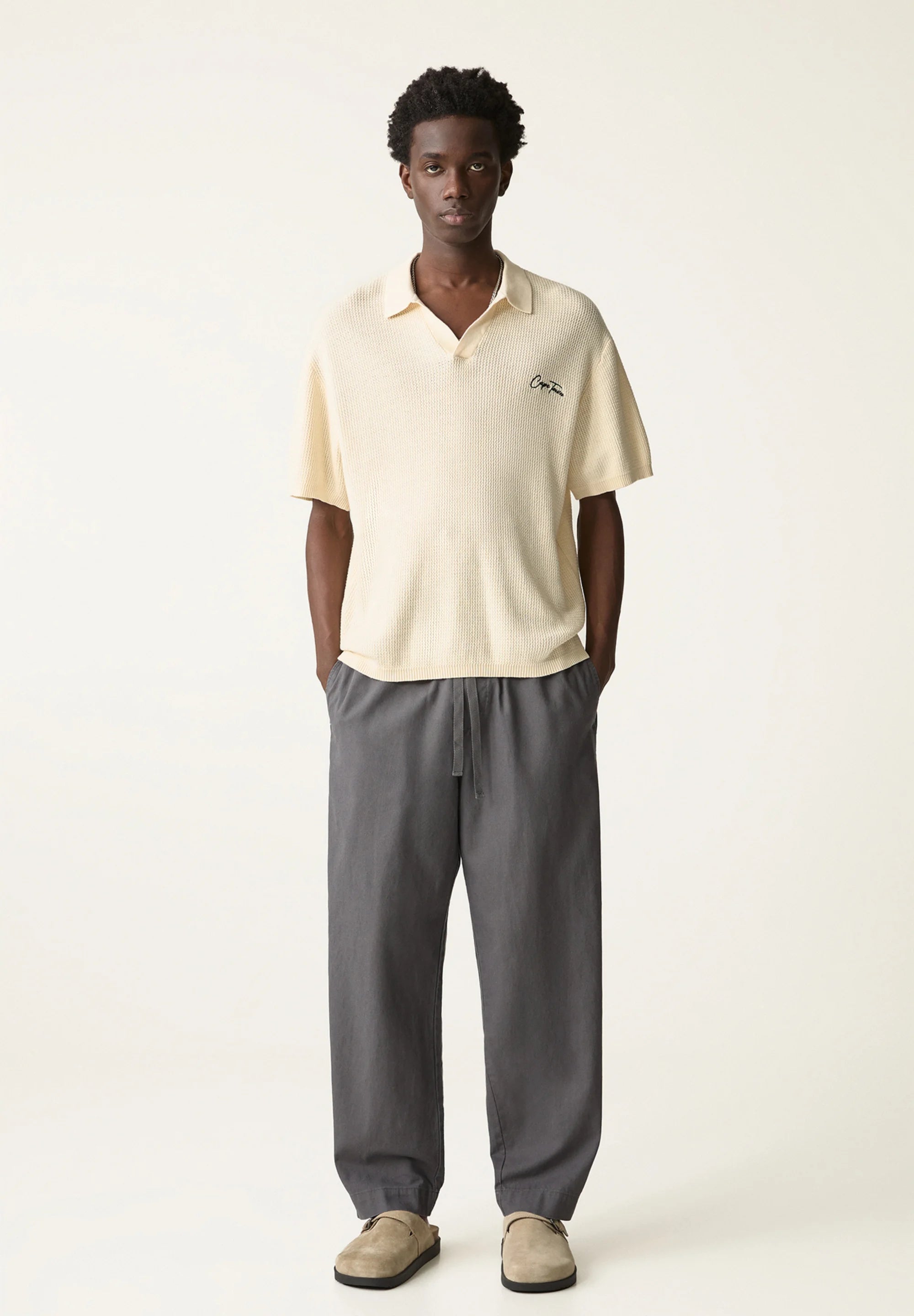 Calça Blend em Linho - Cinza escuro