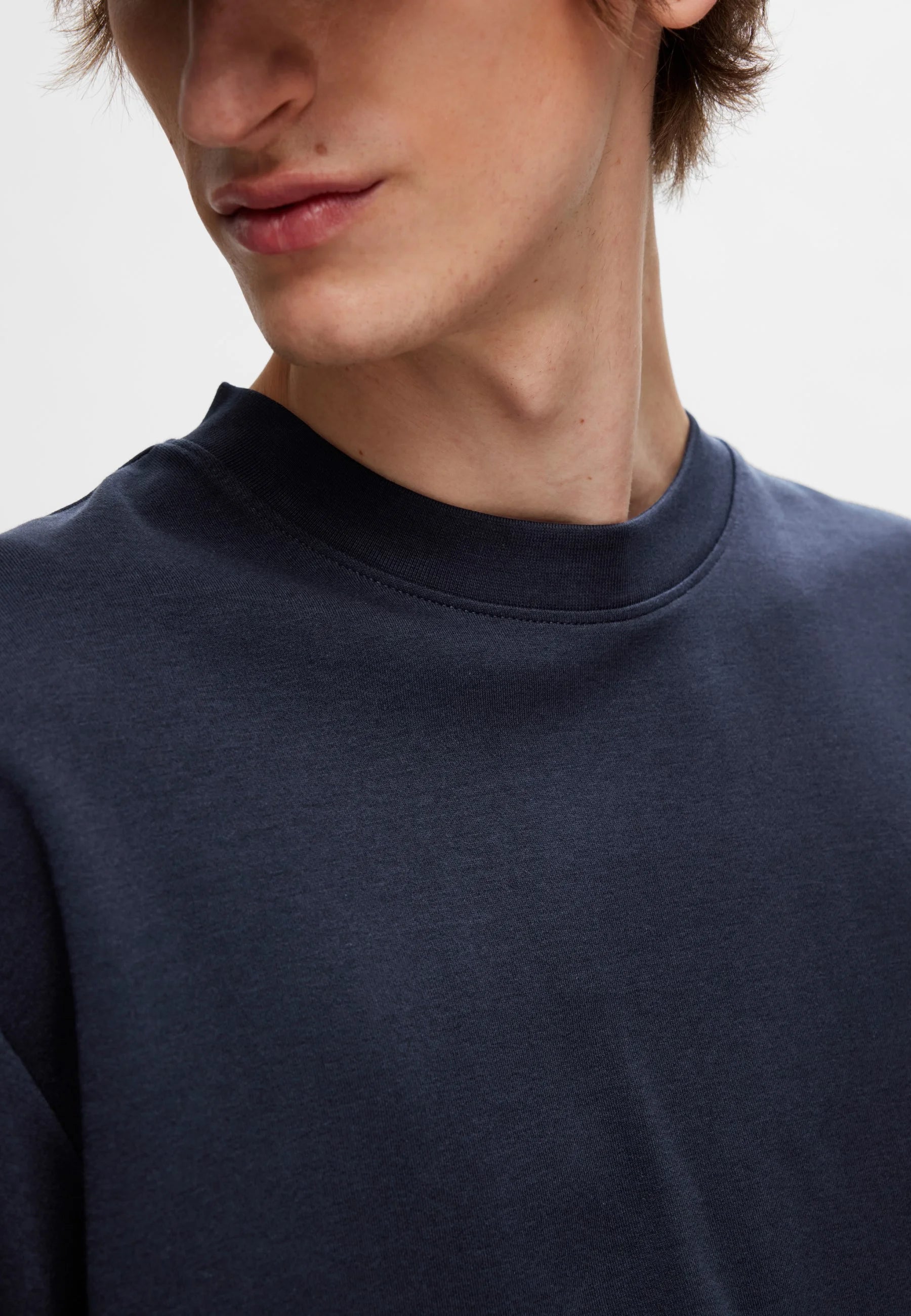 Camiseta Básica Masculina Oversized Gola Redonda - Azul marinho