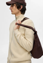 Cardigan Comfort com Gola Alta e Zíper - Bege