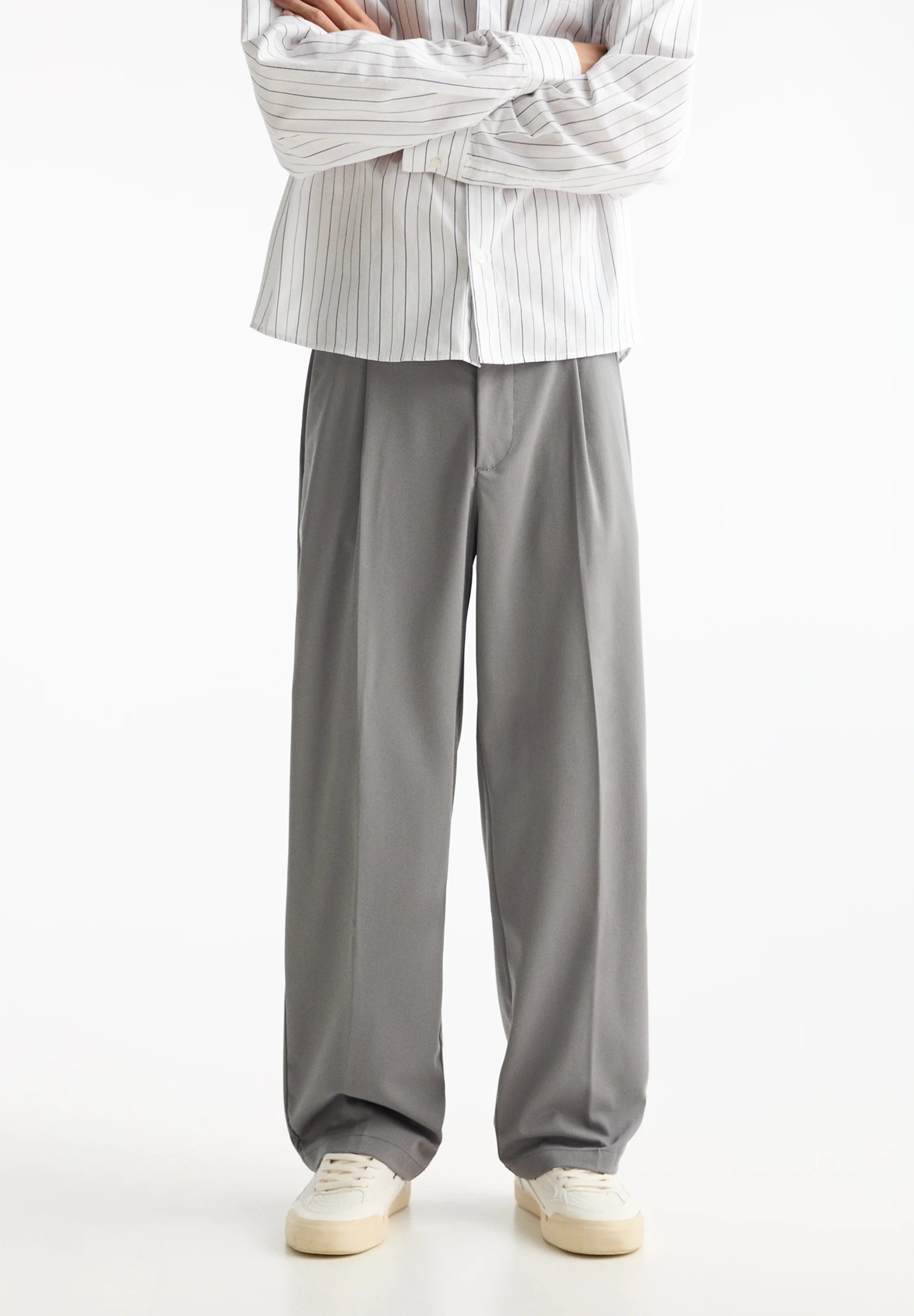 Calça Wide Fit Casual - Cinza
