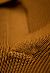 Camiseta Polo Masculina Texturizada Manga Longa - Caramelo