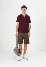 Camisa Gola Polo com Textura em Tricô - Vinho