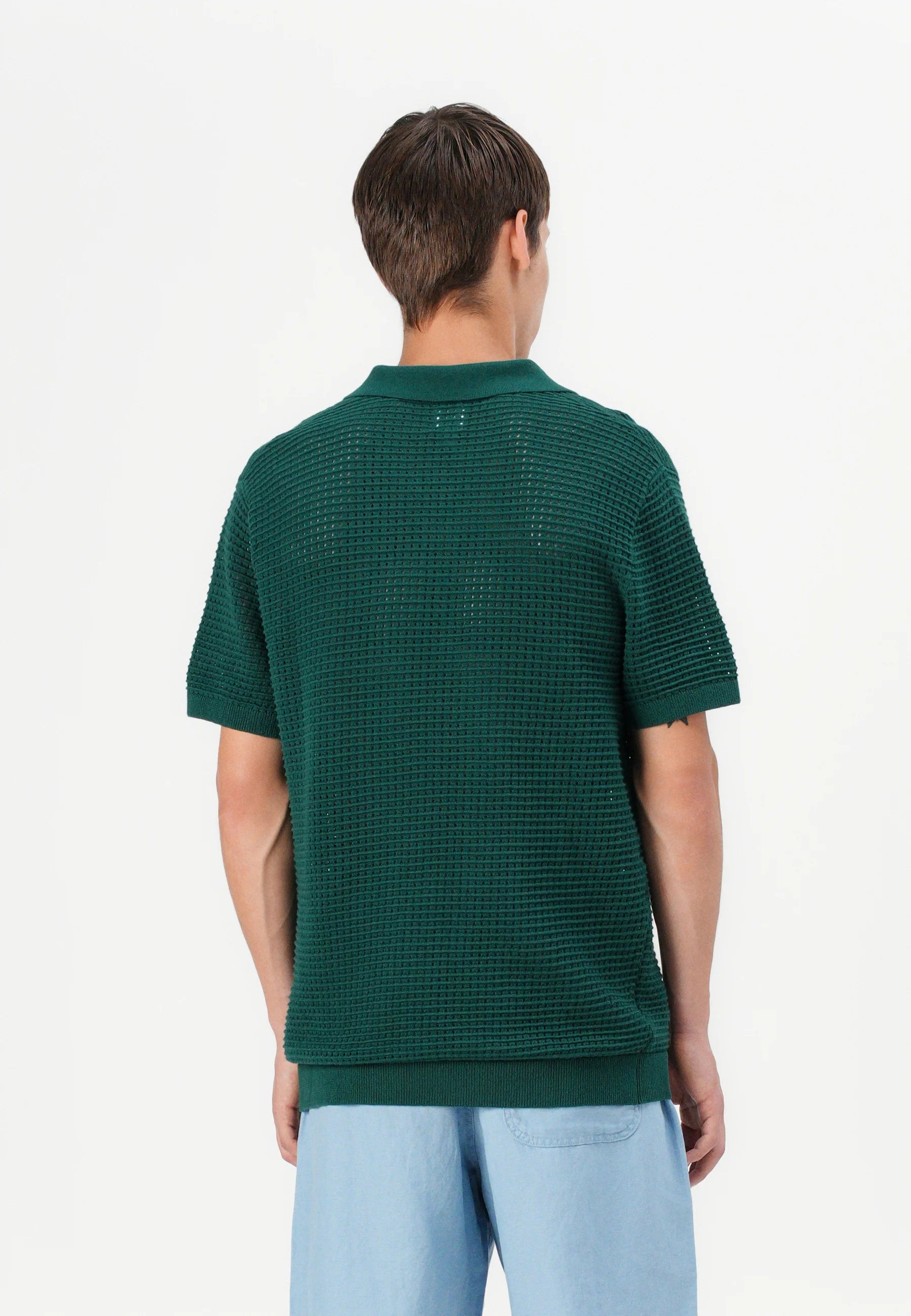 Camisa Gola Polo com Textura em Tricô - Verde