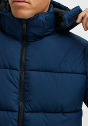 Jaqueta Puffer Ultraleve com Capuz - Azul