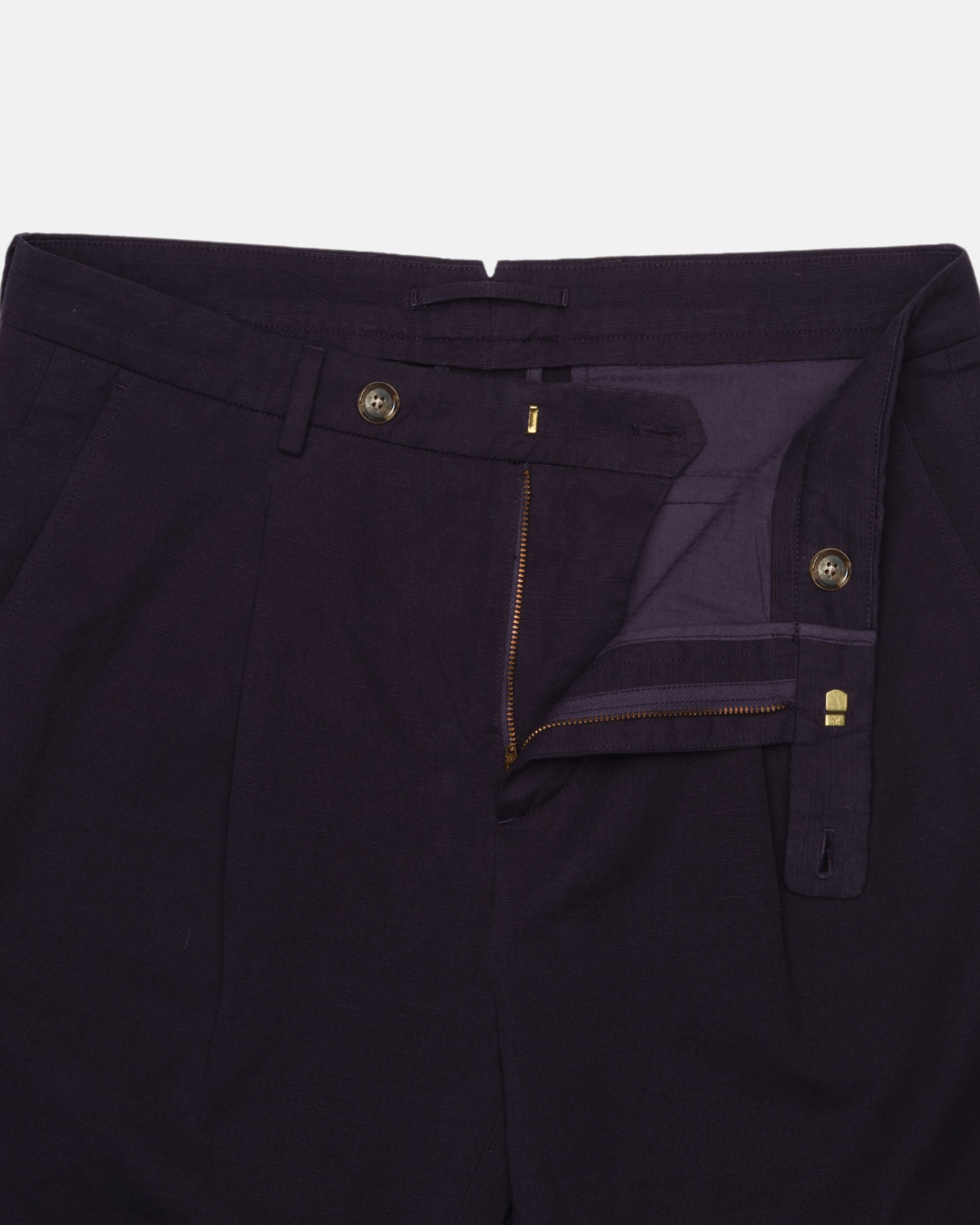 Calça Reta em Linho - Azul Marinho
