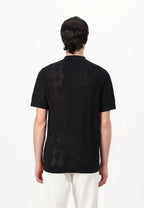 Camisa Gola Polo com Textura em Tricô - Preto