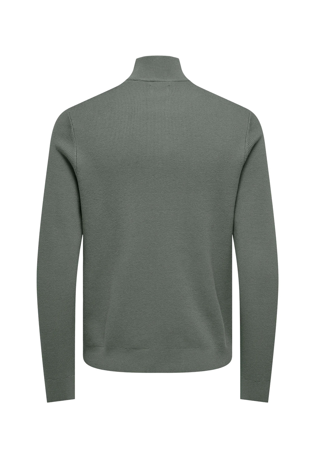 Suéter Comfort Texturizada com Gola Alta e Zíper - Verde Musgo