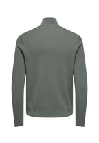 Suéter Comfort Texturizada com Gola Alta e Zíper - Verde Musgo