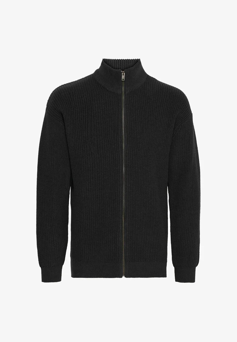 Suéter Masculino Gola Alta com Zíper Frontal - Preto