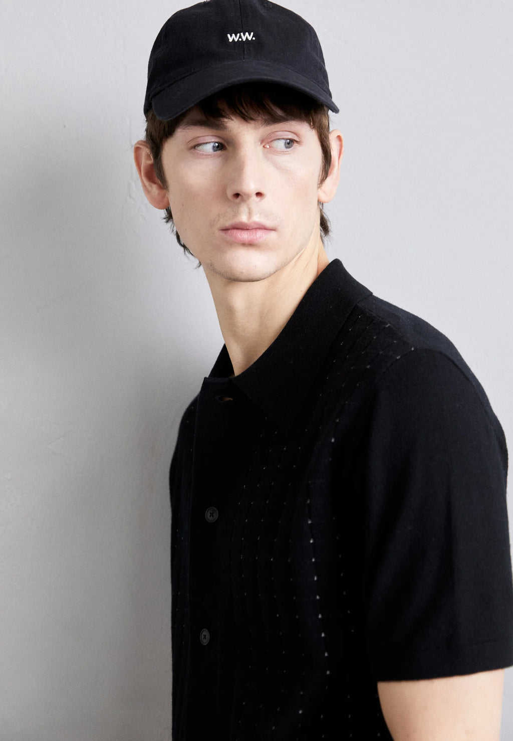 Camisa Polo em Algodão Canelada - Preto