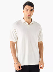 Camiseta Polo Boxy Texturizada - Branco