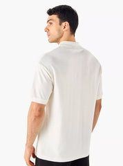 Camiseta Polo Boxy Texturizada - Branco