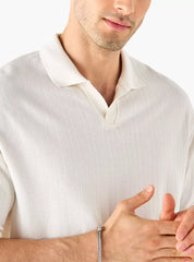 Camiseta Polo Boxy Texturizada - Branco